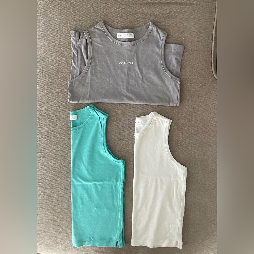ZARA BOYS SOLID COLOR TANK TOP SET